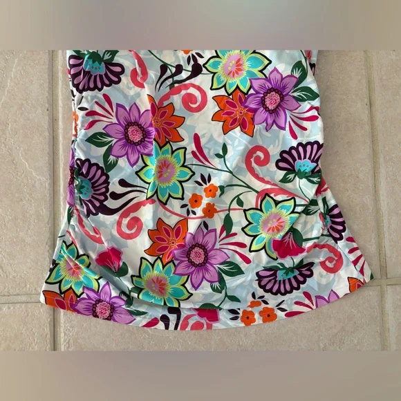 NWOT Anne Cole High Neck Floral Tankini Top - Size XL - Picture 6 of 10